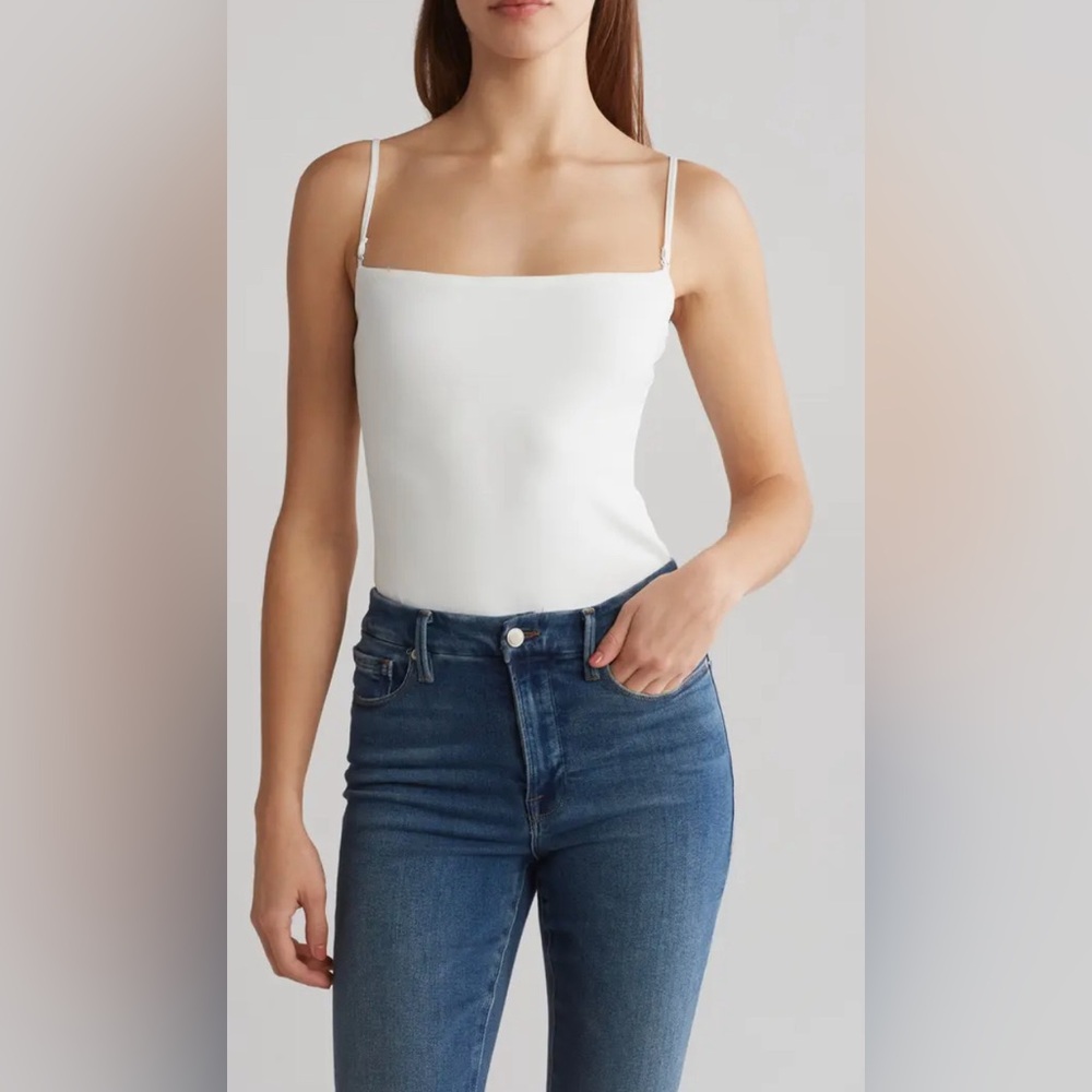 NWT Good American Scuba Tube Bodysuit Size 3 in White with removable straps